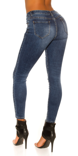 Sexy jeans met glinsterende stenen jeansblauw